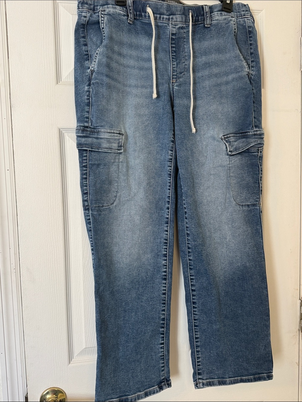 Torrid Light Blue Drawstring Cargo Jeans Size 1R (14/16) XL #FeelTheFit